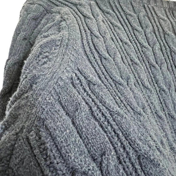 St Johns Bay Dark Blue Sweater XXL Cable Knit V Neck Long Sleeves Pullover Top - Picture 4 of 5